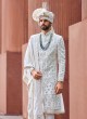 Anarkali Style Sherwani In White Color